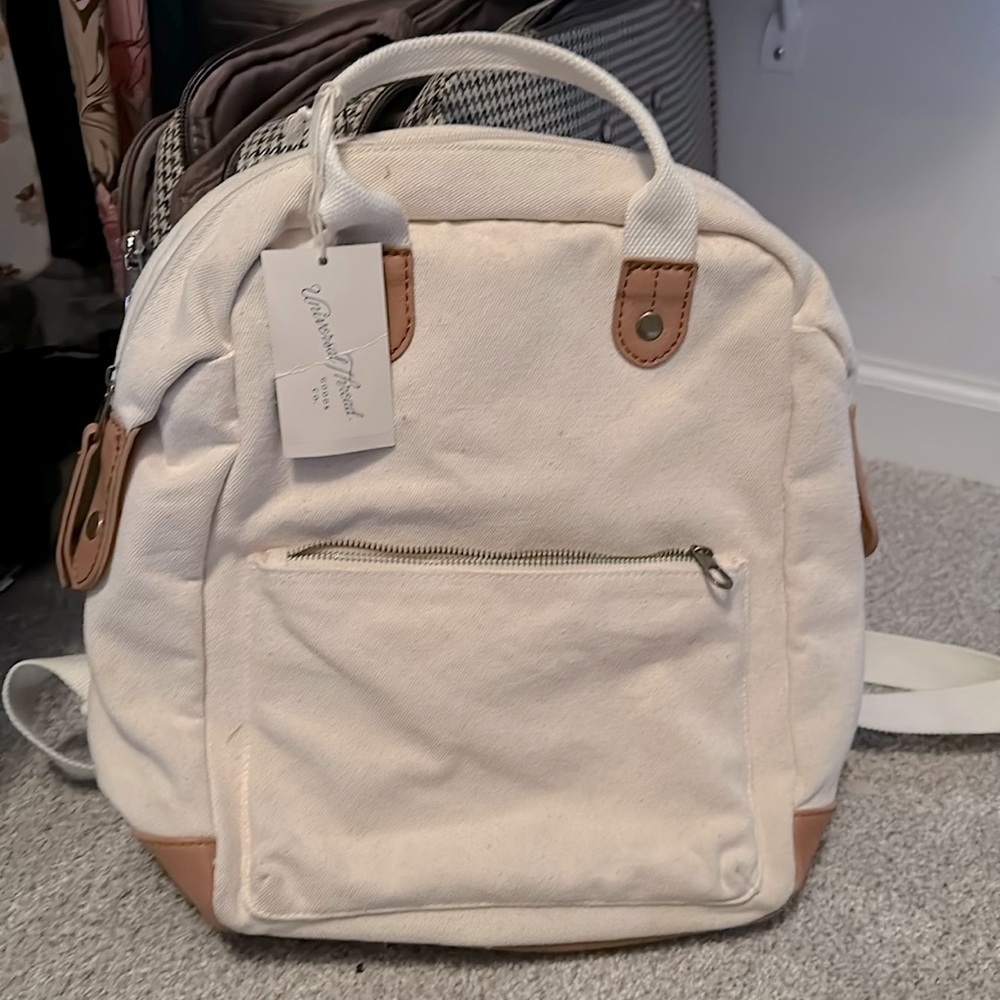 Universal threads canvas & leather backpack / carry. NWT